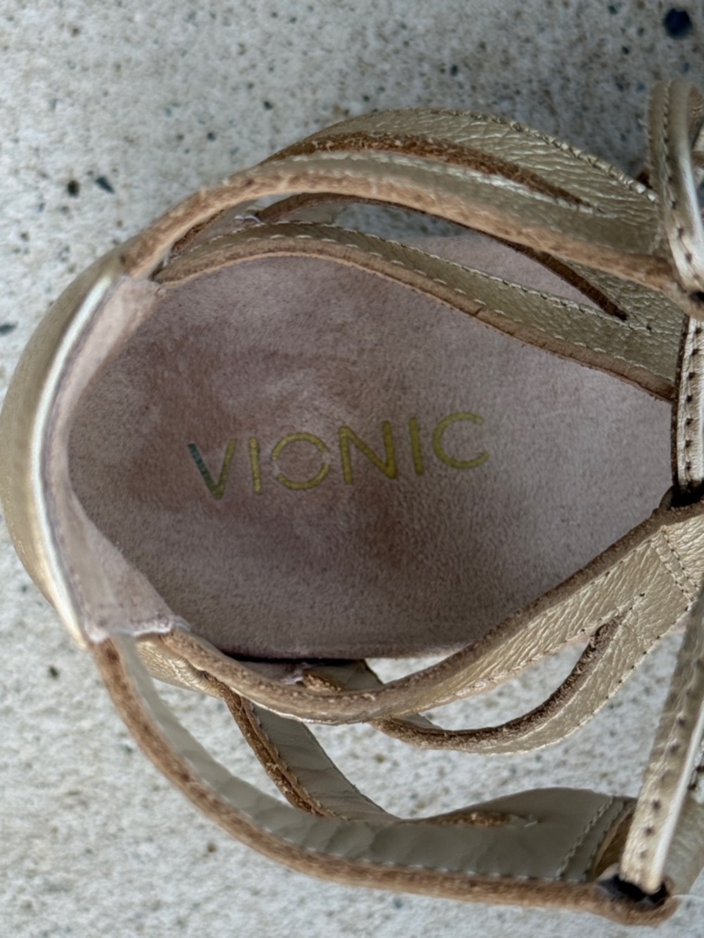 Vionic Aruba Calypso Lace-Up Espadrille Wedge Sandals in Gold Leather Size 9 - Picture 4 of 9